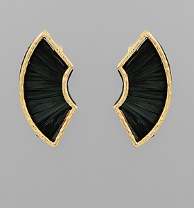 Black Raffia Fan Earrings