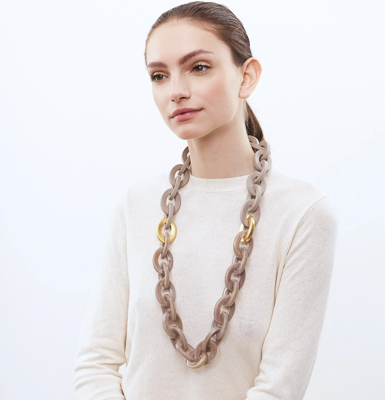 Long Oval Chain Necklace