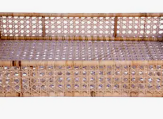 Rectangular Woven Cane Serving Tray