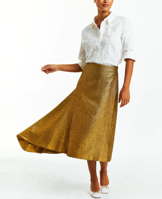 Syrah Metallic Tweed Skirt