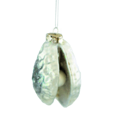 Glass Oyster with Pearl Ornament- Set of 6