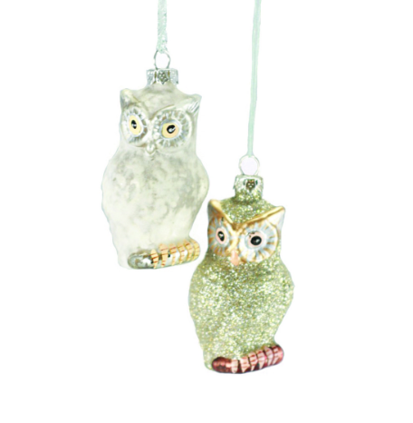 Glitter Owl Ornament- Set of 2