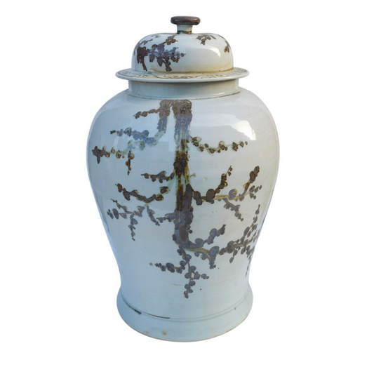 Rusty Brown Weeping Plum Temple Jar