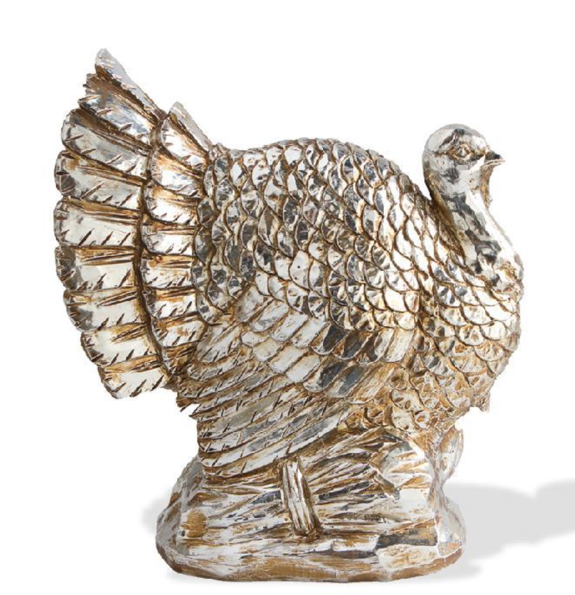 Silver Plated Sitting Turkey with Pumpkins