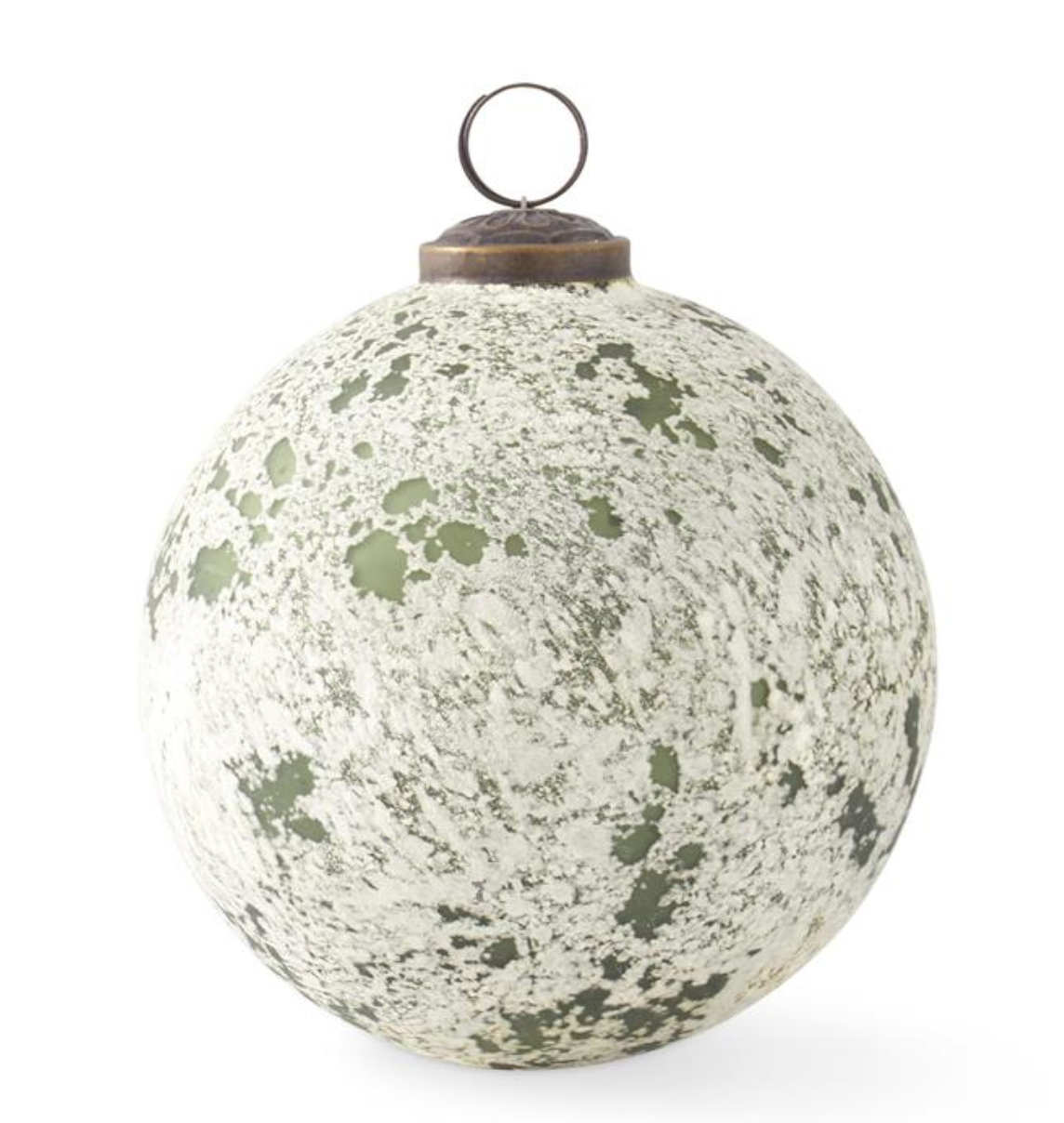 Green & White Speckled Glass Ornament