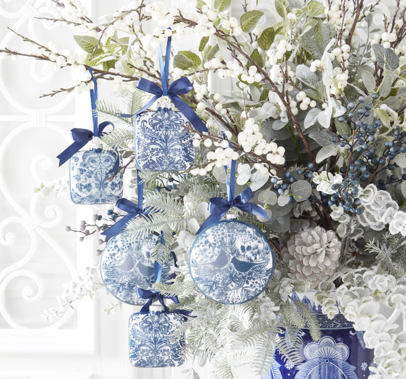 Blue Toile Ornaments