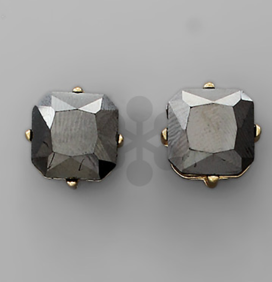Square Stone Stud Earring