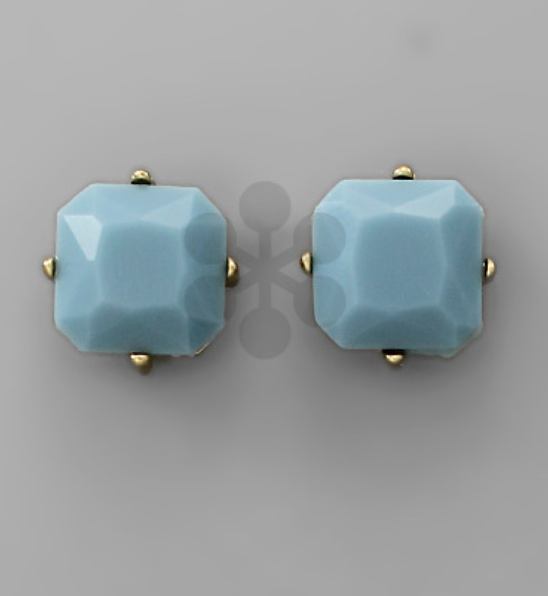 Square Stone Stud Earring