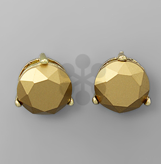 Round Stone Stud Earrings