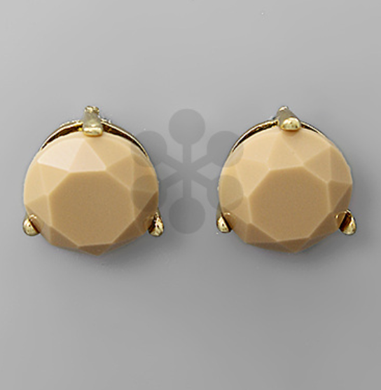 Round Stone Stud Earrings