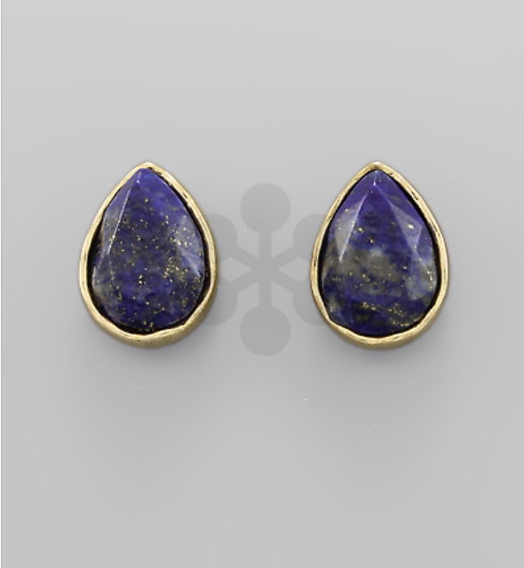 Teardrop Stone Stud Earring