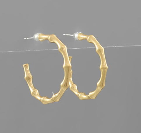 Gold Bamboo Hoop Earrings