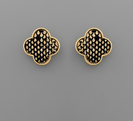 Animal Print Clover Stud Earrings