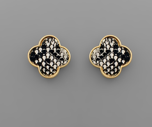 Animal Print Clover Stud Earrings