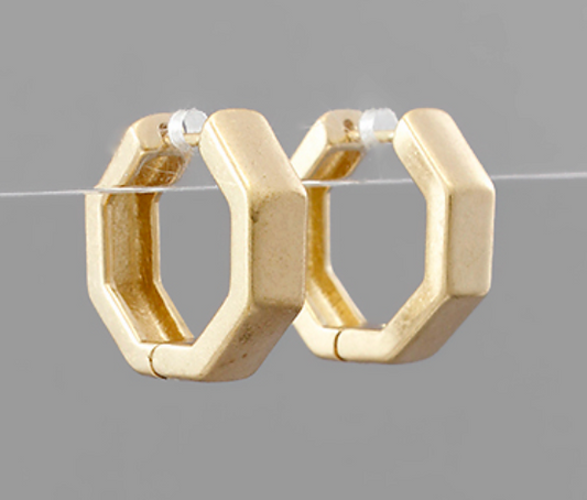 Octagon Huggie Hoops