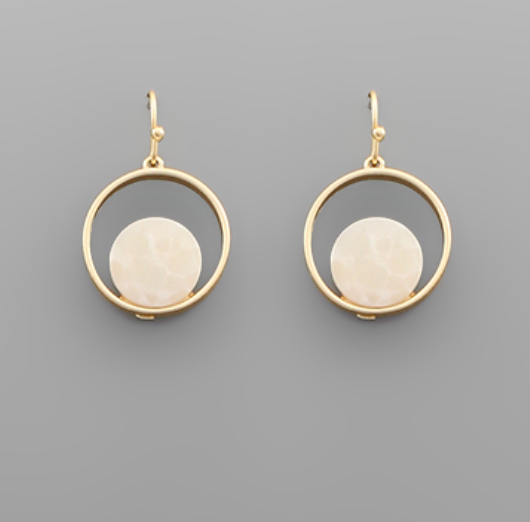 Circle Stone Dangle Earrings