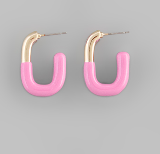 Twotone Oval Hoop Earrings