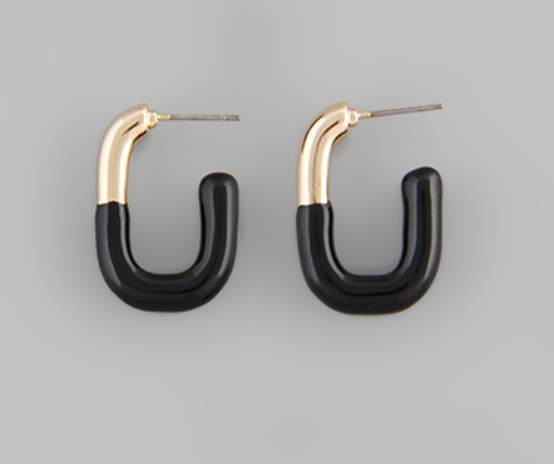 Twotone Oval Hoop Earrings