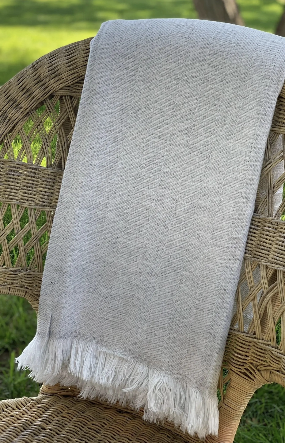 Herringbone Cashmere Throw Blanket