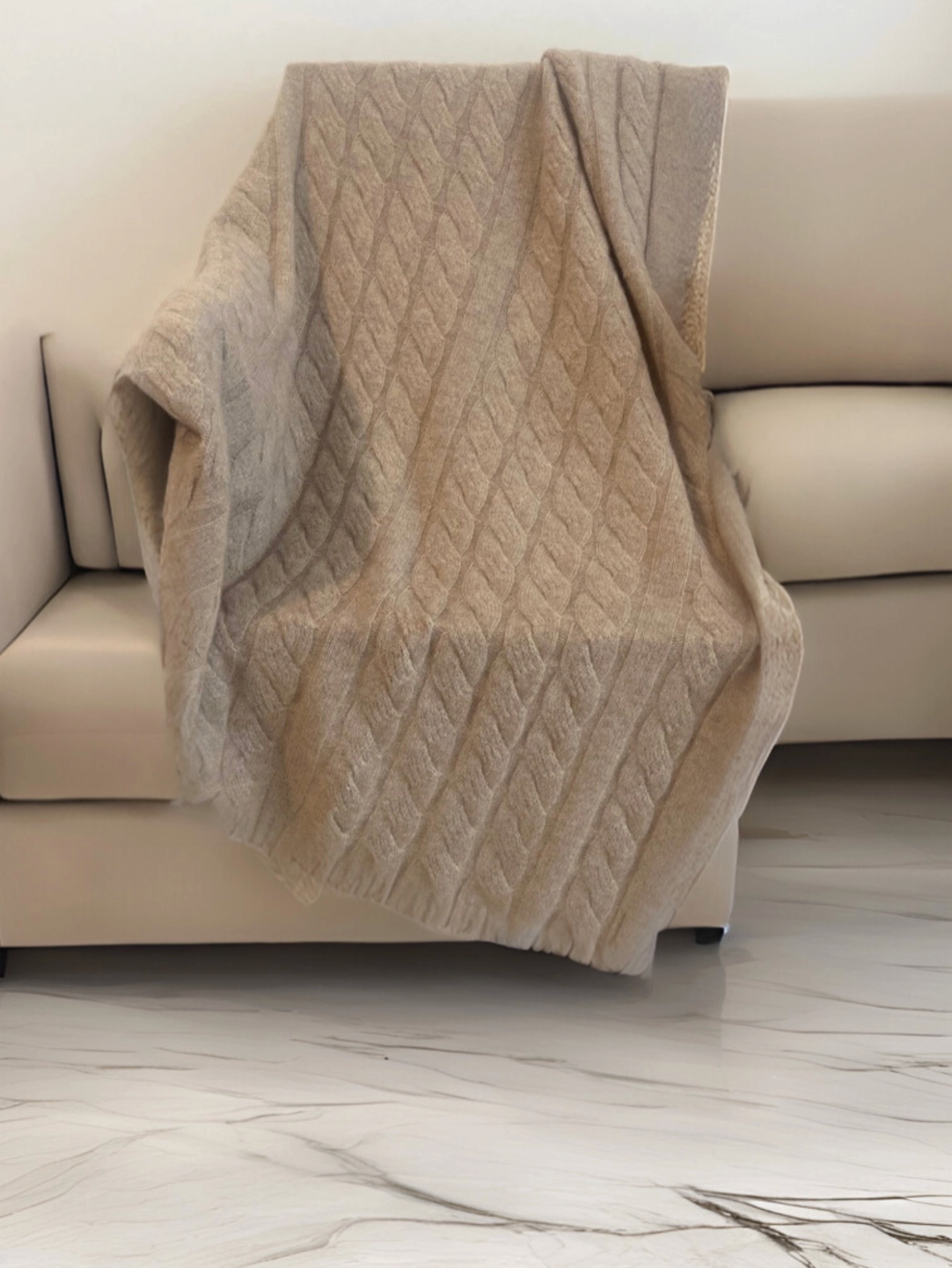 Cashmere Cable Knit Throw Blanket