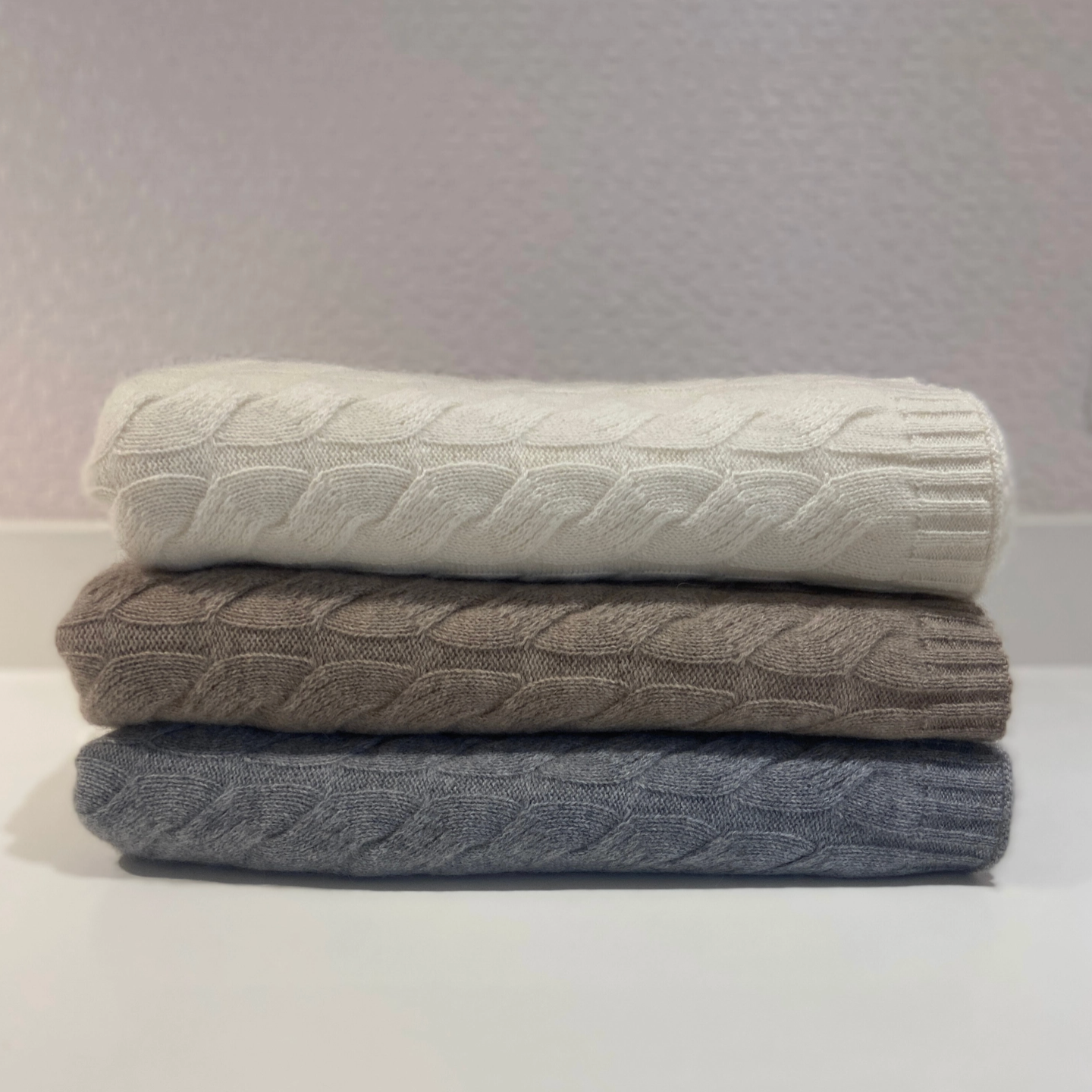 Cashmere Cable Knit Throw Blanket