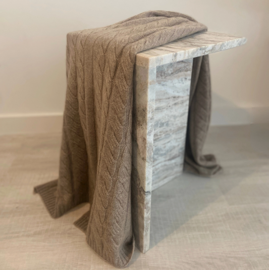 Cashmere Cable Knit Throw Blanket