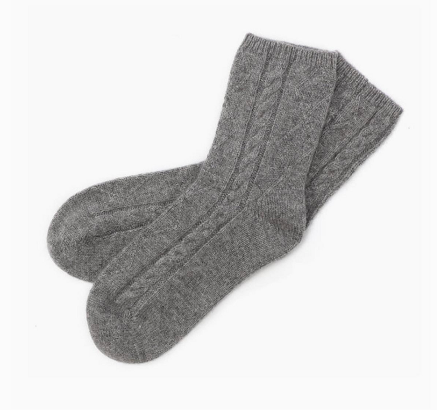 Cable Knit Cashmere Socks