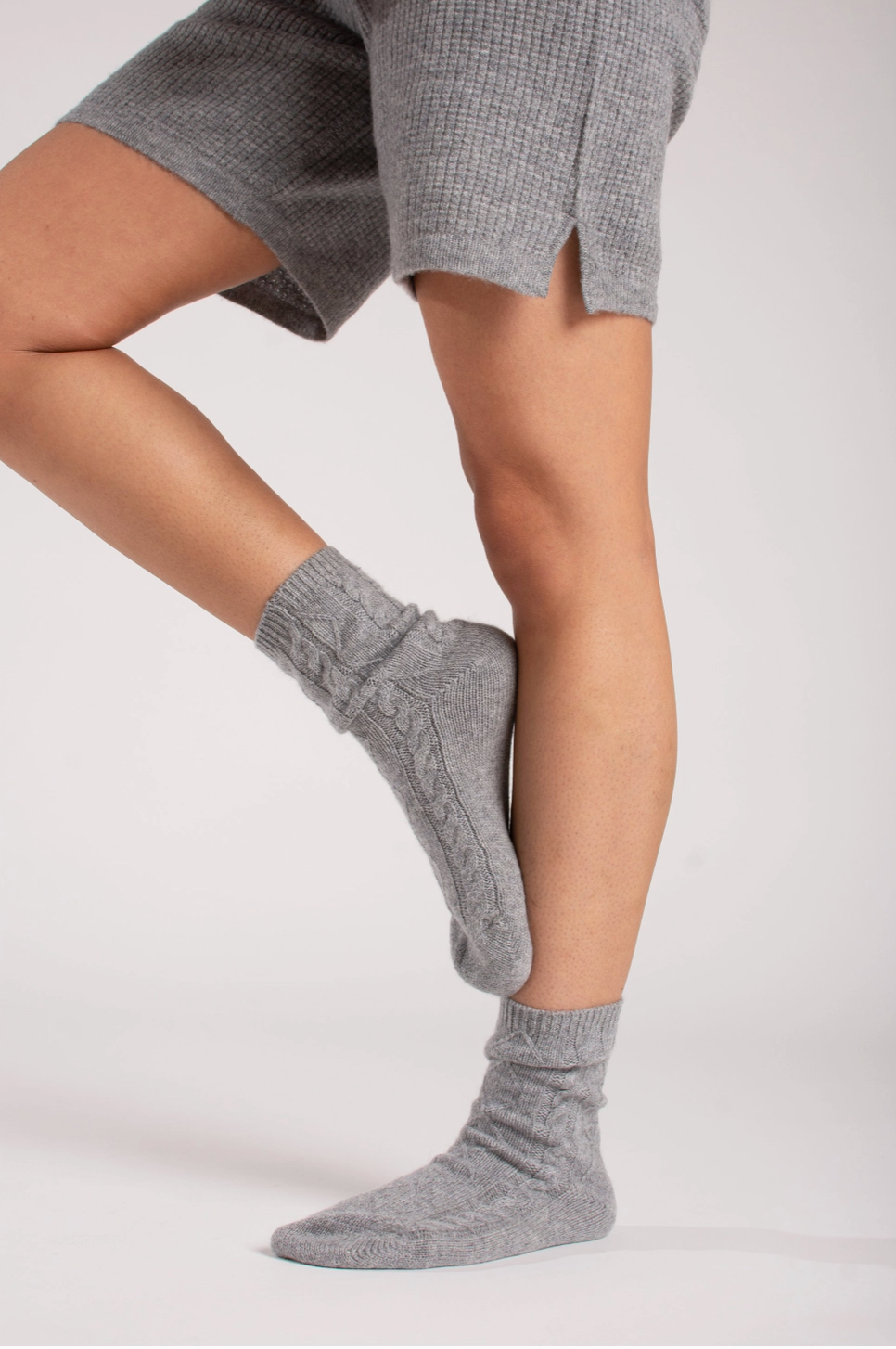 Cable Knit Cashmere Socks