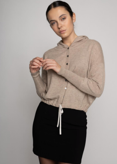 The Tate Cashmere Hoodie Cardigan