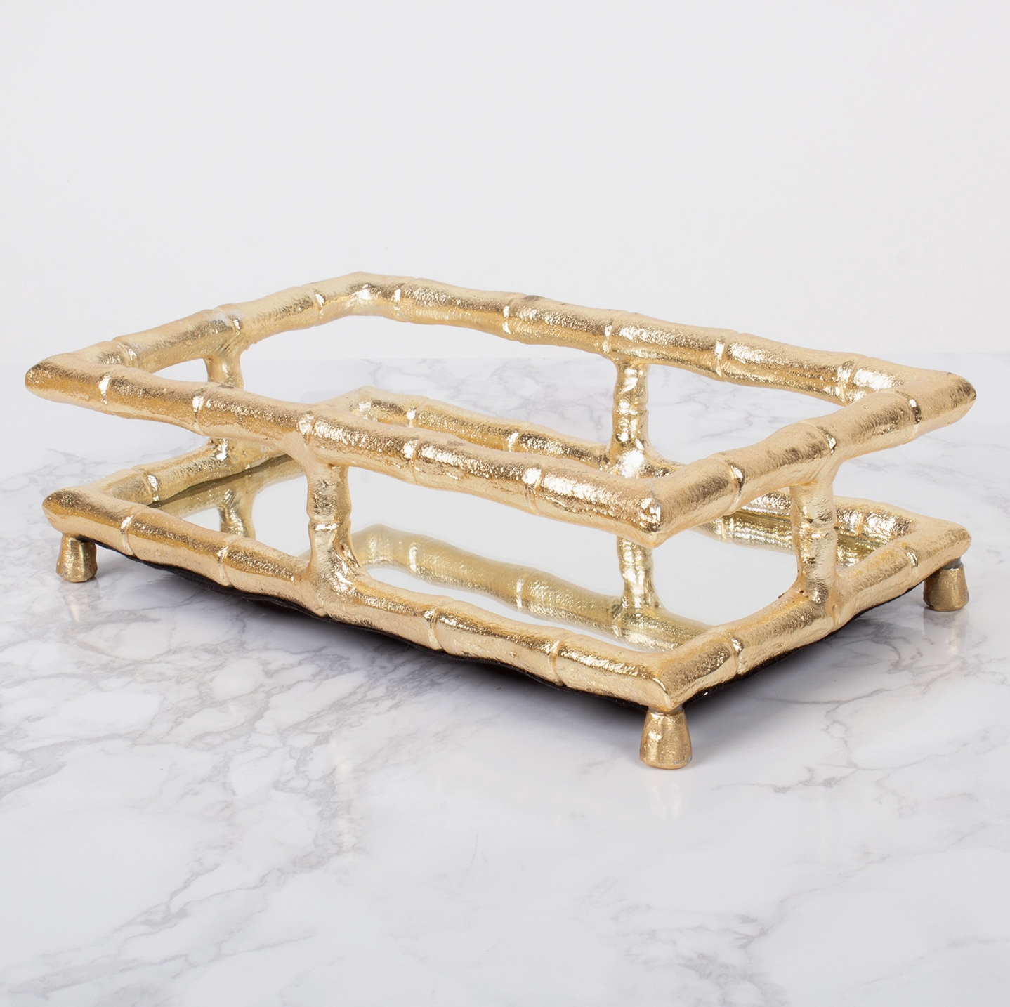 Gold Bamboo Guest Towel Tray