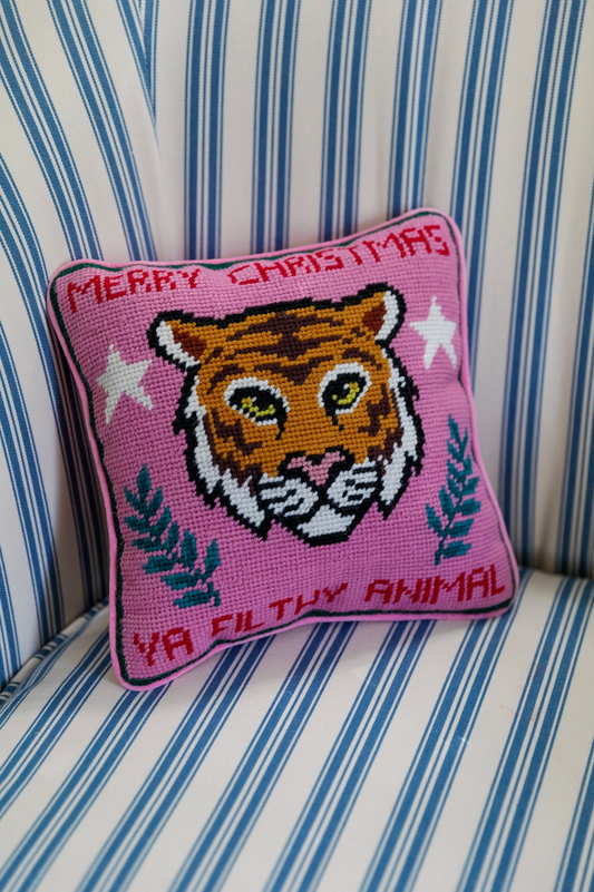 Filthy Animal Needlepoint Pillow