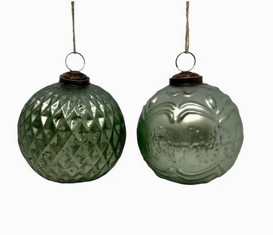 Sage Mercury Glass Ornaments