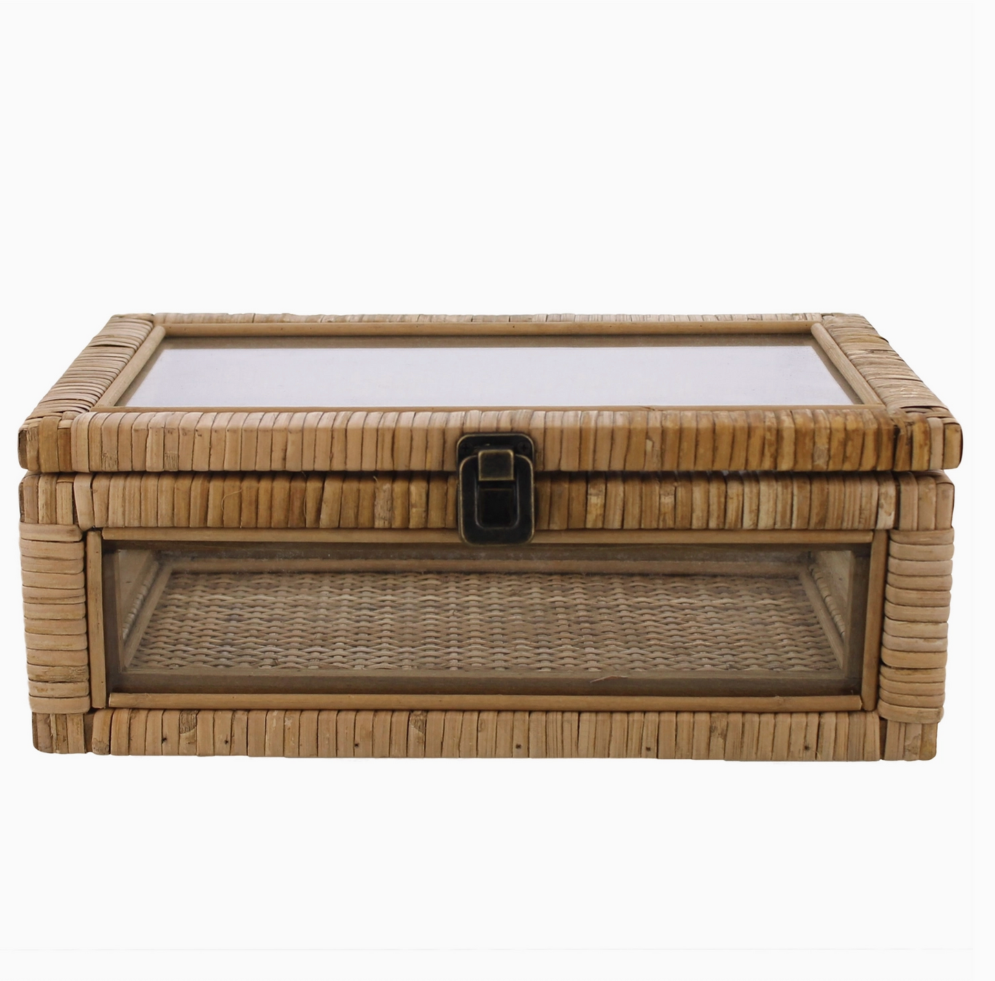 Cayman Rattan and Glass Rectangle Case