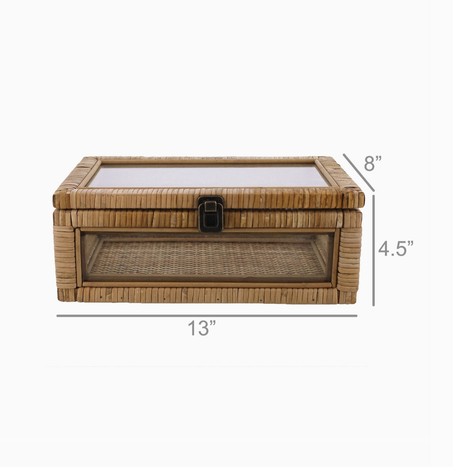 Cayman Rattan and Glass Rectangle Case