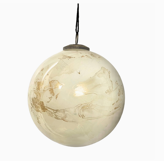 White & Gold Marble Christmas Ornament