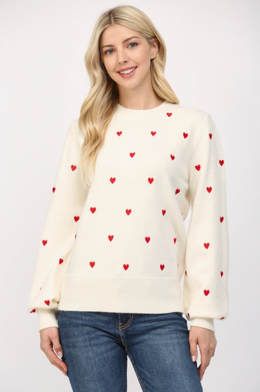 Heart Embroidered Sweater