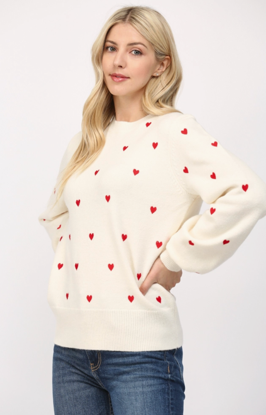 Heart Embroidered Sweater