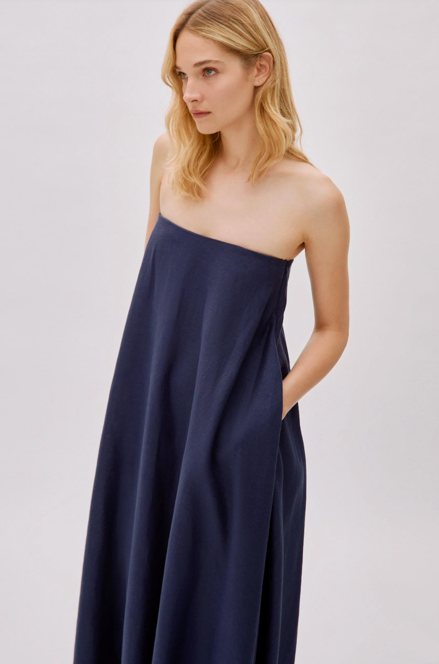 Venice Linen Strapless Dress