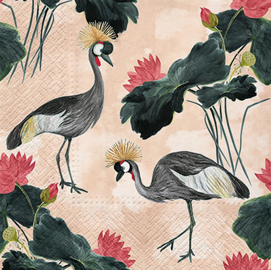 Cranes & Water Lily Luncheon Napkin