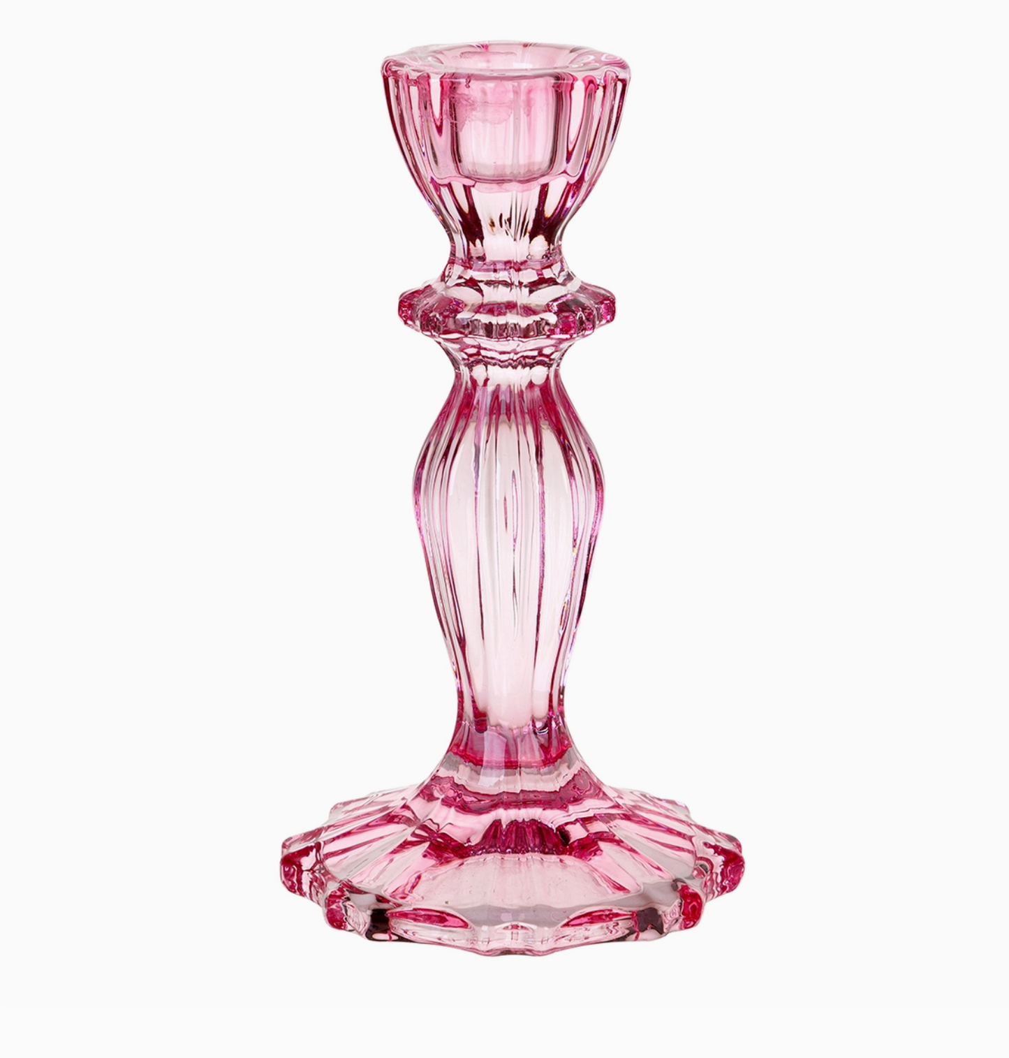 Pink Glass Candlestick Holder