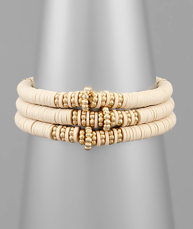 3 Row Color Rubber Bead Bracelet