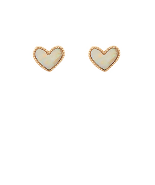 Mother Of Pearl Heart Studs