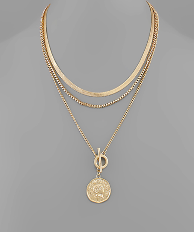 Coin & Multi Chain Layer Necklace