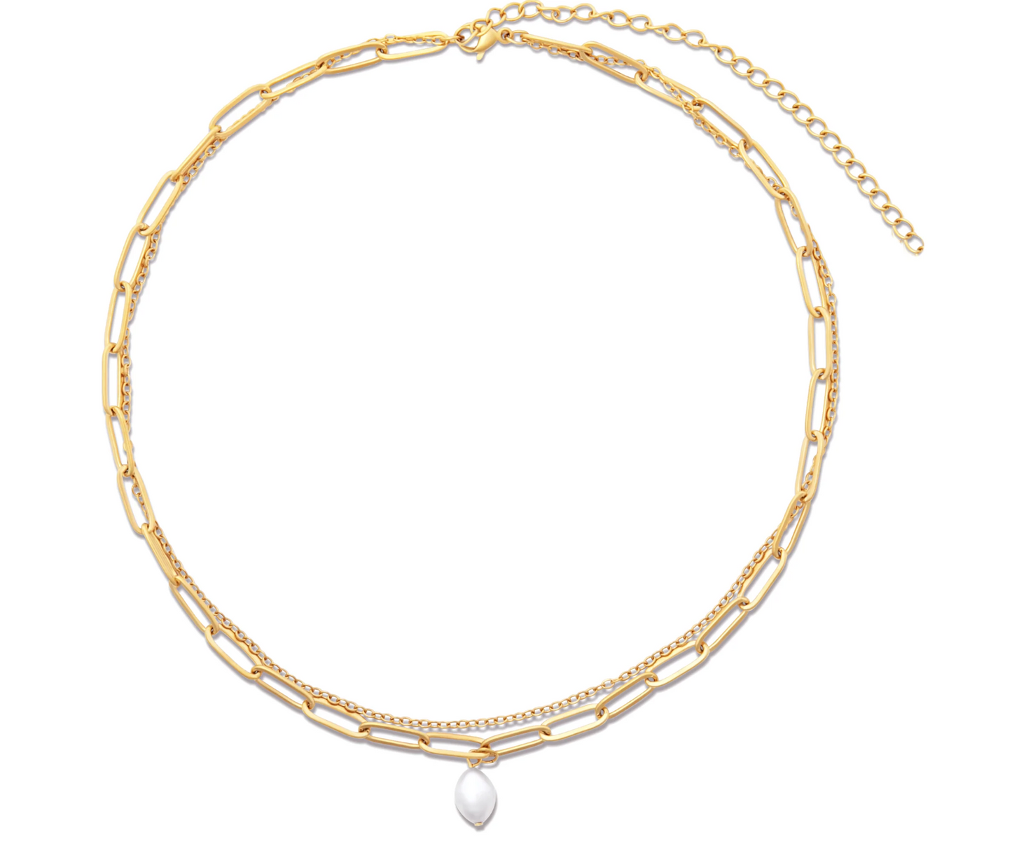 Renee Double Chain Pearl Choker Necklace