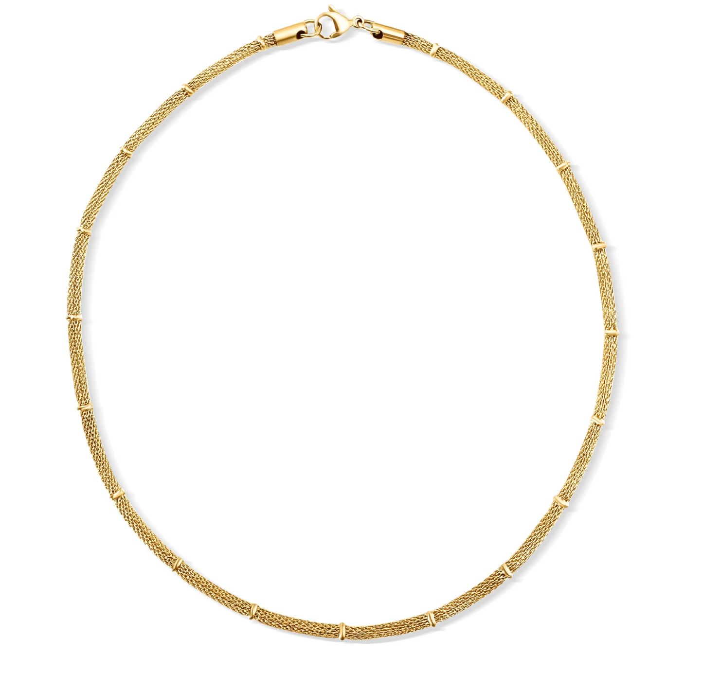 Cosette Beaded Round Mesh Chain Necklace