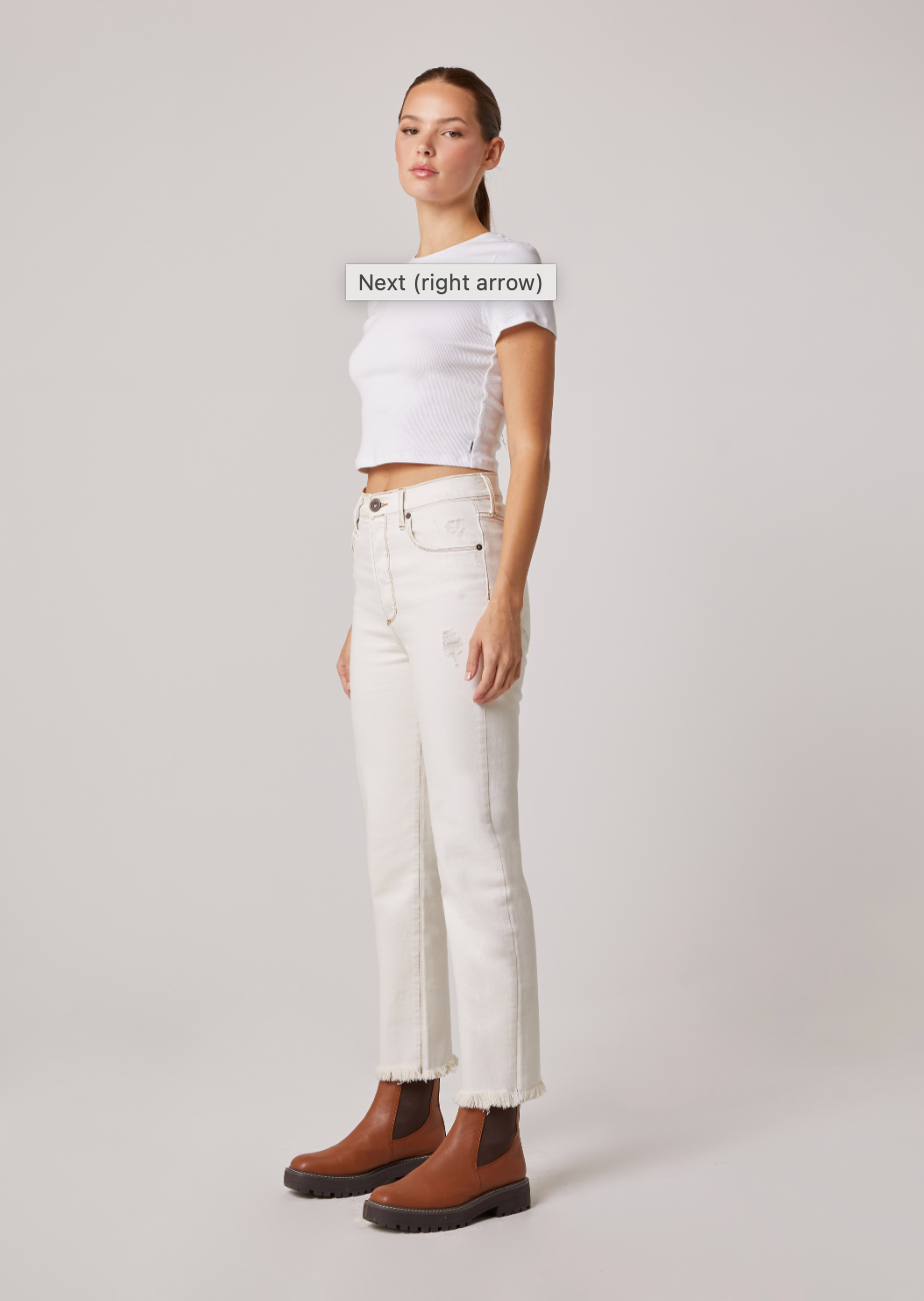 Oliver High Rise Straight Leg Jeans with Fray Hem