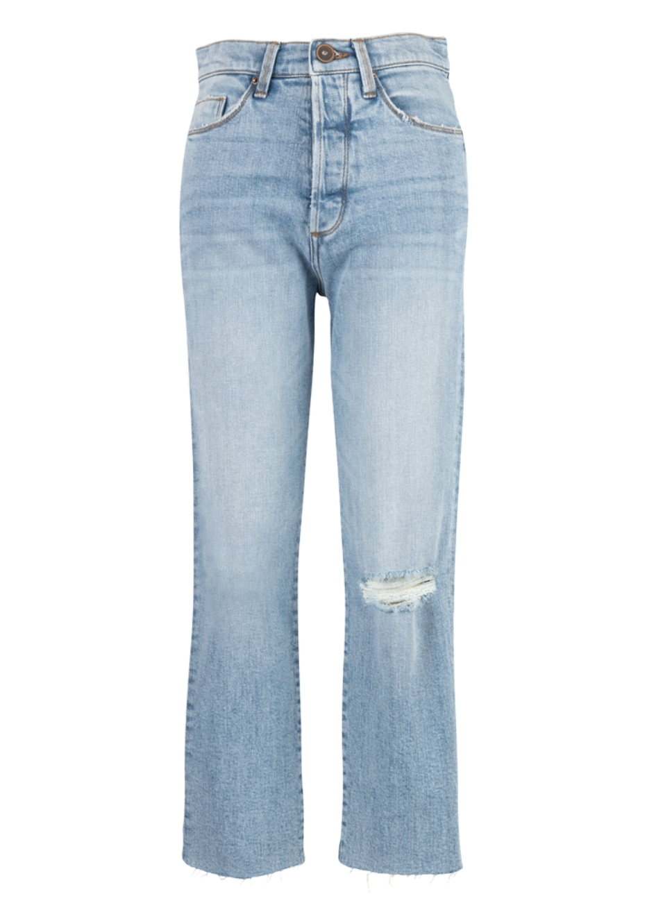 Olivier High Rise Straight Leg Jeans with Raw Hem