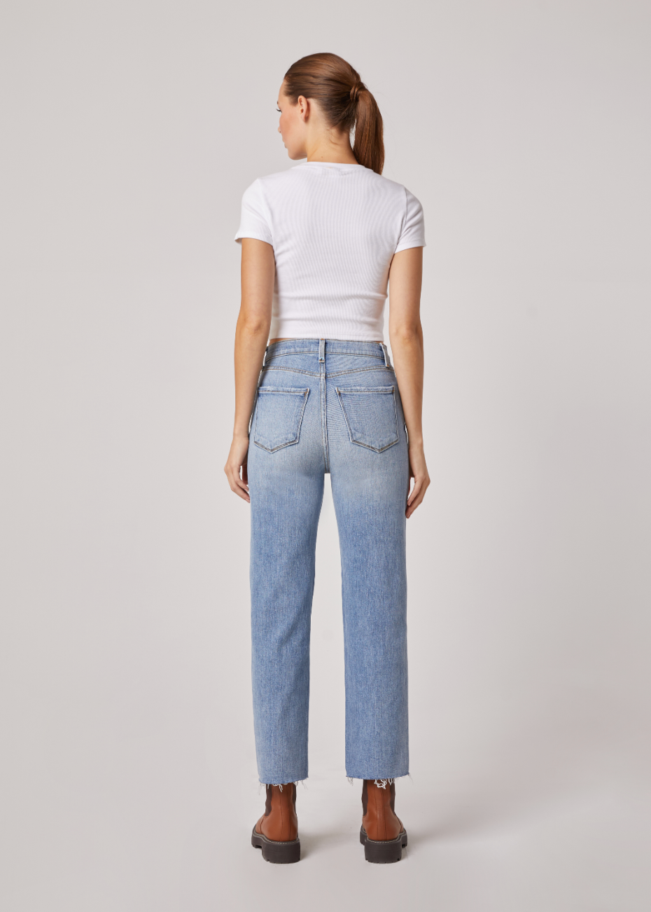 Olivier High Rise Straight Leg Jeans with Raw Hem