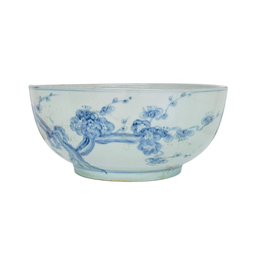 Barclay Butera Couture Blue & White Porcelain Bowl Cherry Blossom