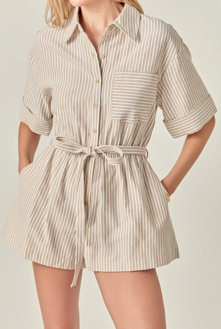 Stripe Oxford Fabric Romper